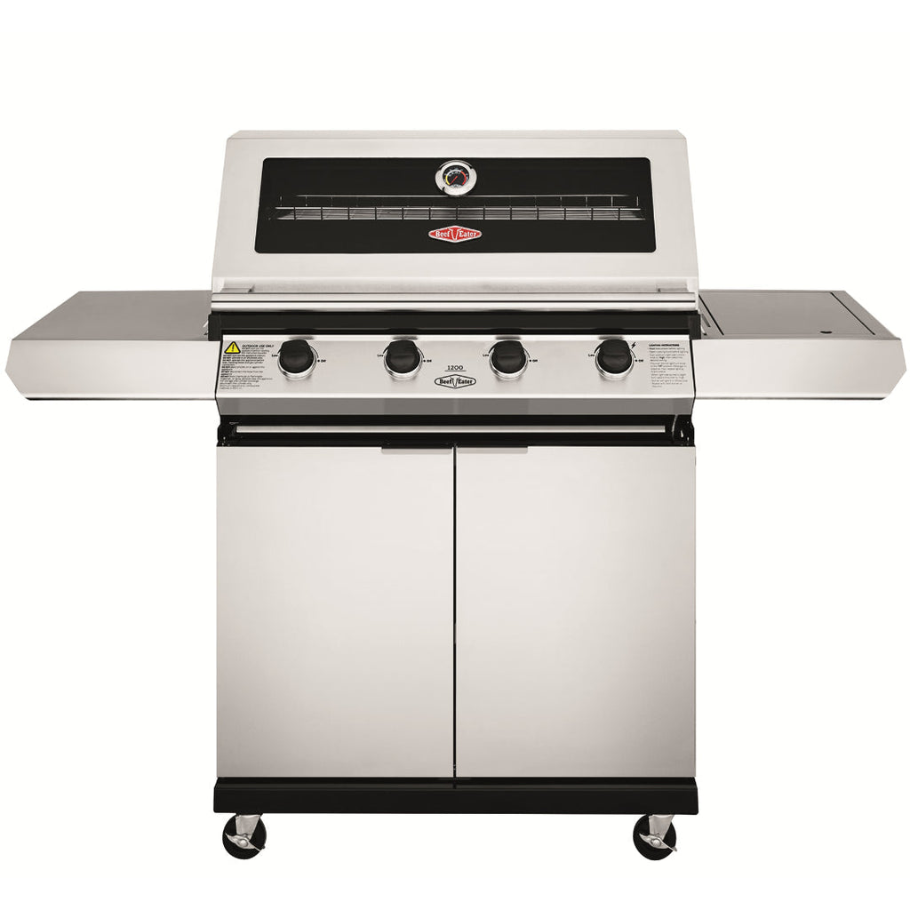 BeefEater 1200S Series 4 Burner Gas Barbecue with Cabinet Trolley and Side Burner
